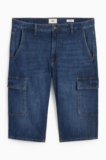Mężczyźni - Dżinsowe bermudy szorty-bojówki - LYCRA® - dżins-niebieski