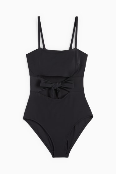 Dámské - Jednodílné dámské plavky s detailem uzlu - LYCRA® XTRA LIFE™ - černá