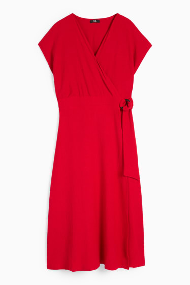 Kobiety - Sukienka w kopertowym stylu - ciemnoczerwony