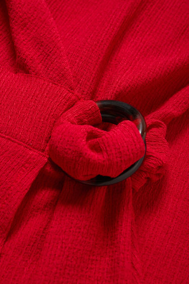 Dona - Vestit encreuat - vermell fosc
