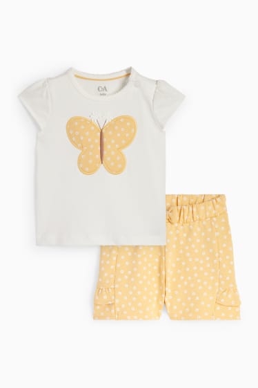 Babys - Vlinder - baby-outfit - 2-delig - geel