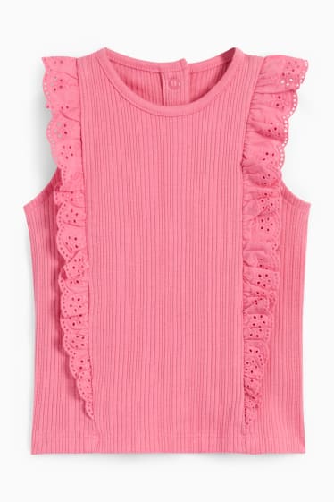 Baby: meisjes - Bloemetjes - baby-outfit - 2-delig - donker rose