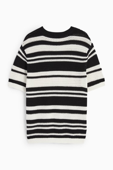 Uomo - Maglione - a maniche corte - a righe - nero / bianco