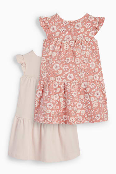 Bébés - Lot de 2 - petites fleurs - robe bébé - rose