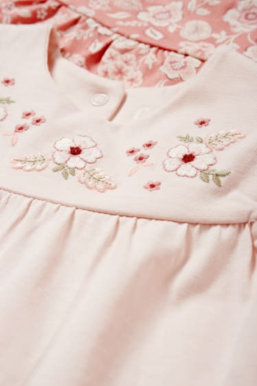 Bébés - Lot de 2 - petites fleurs - robe bébé - rose
