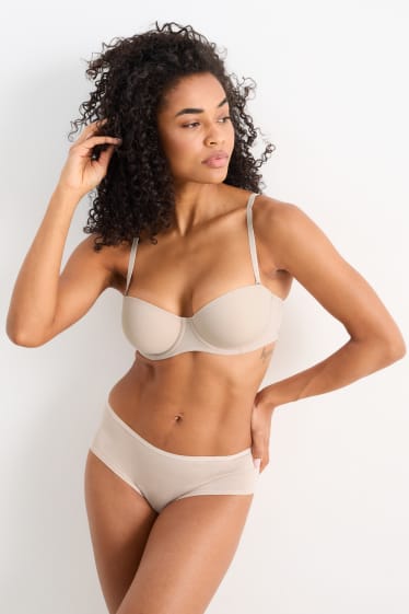 Femmes - Soutien-gorge avec armatures - BALCONETTE - ampliforme - LYCRA® - beige clair