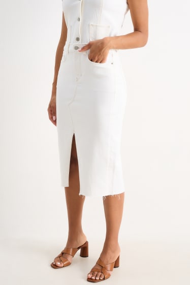 Dámské - Džínová sukně - krémově bílá