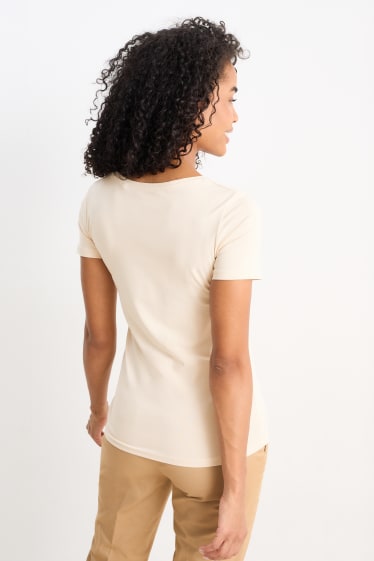 Dames - Basic T-shirt - licht beige