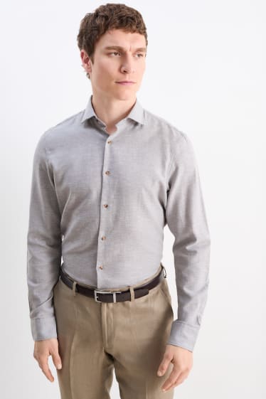Herren - Businesshemd - Regular Fit - Cutaway - bügelleicht - grau