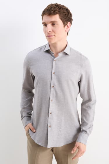 Home - Camisa formal - regular fit - cutaway - fàcil de planxar - gris