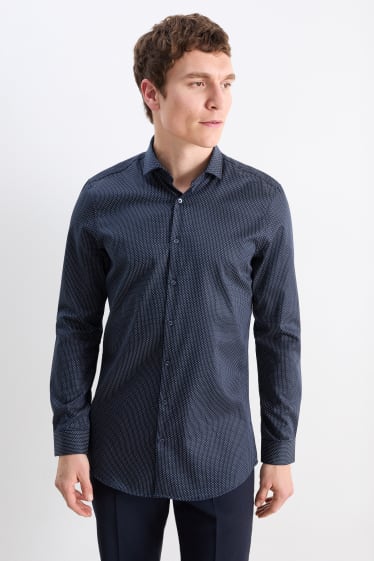 Hombre - Camisa de oficina - slim fit - cutaway - de planchado fácil - azul oscuro