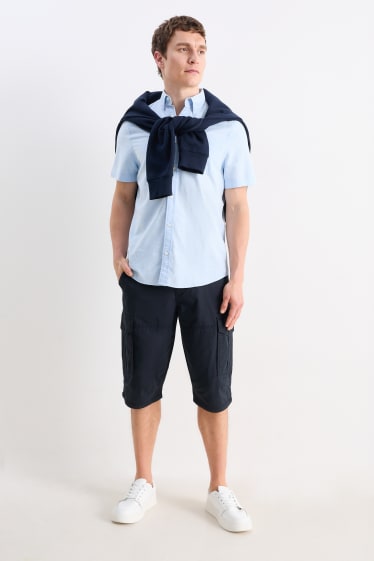 Men - Cargo Bermuda shorts with belt - dark blue