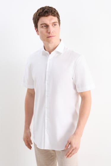 Pánské - Business košile - regular fit - cutaway - snadné žehlení - krémově bílá