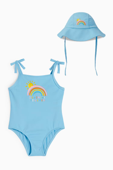 Babys - Regenboog - baby-zwemoutfit - LYCRA® XTRA LIFE™ - 2-delig - lichtblauw