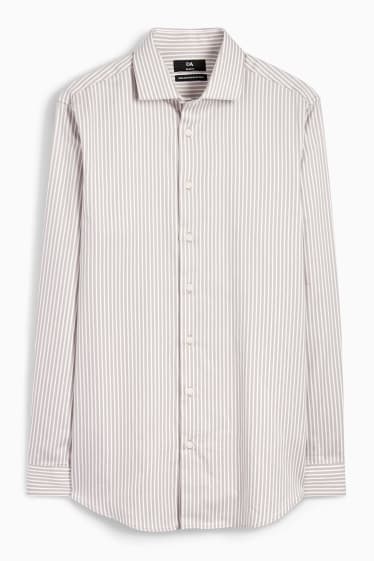 Uomo - Camicia business - slim fit - colletto alla francese - facile da stirare - a righe - beige