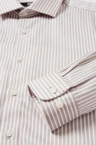 Home - Camisa formal- slim fit - cutaway -fàcil de planxar - de ratlles - beix