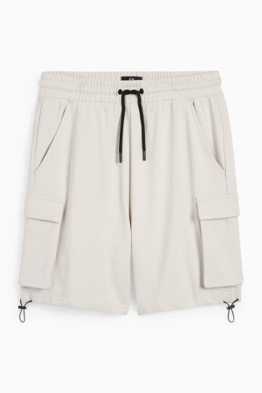 Hommes - Short cargo en molleton - gris clair