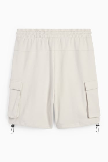 Hommes - Short cargo en molleton - gris clair