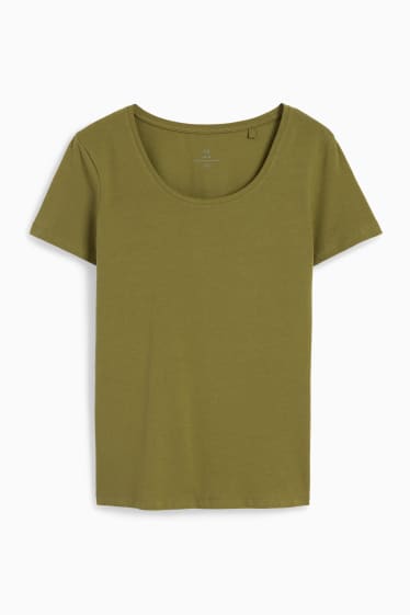 Dames - Basic T-shirt - donkergroen
