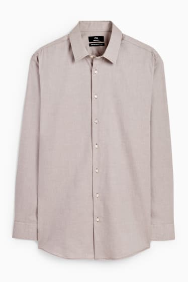Heren - Oxford overhemd - regular fit - Kent - gemakkelijk te strijken - taupe
