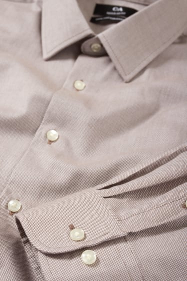 Uomo - Camicia Oxford - regular fit - collo all'italiana - facile da stirare - tortora