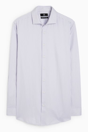 Uomo - Camicia business - slim fit - colletto alla francese - facile da stirare - a righe - viola chiaro