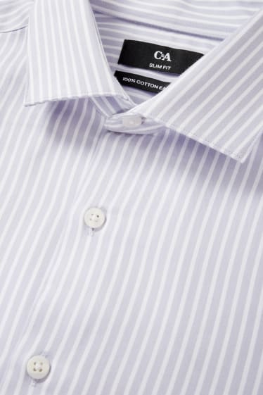 Uomo - Camicia business - slim fit - colletto alla francese - facile da stirare - a righe - viola chiaro
