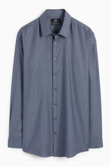 Uomo - Camicia Oxford - regular fit - collo all'italiana - facile da stirare - blu scuro