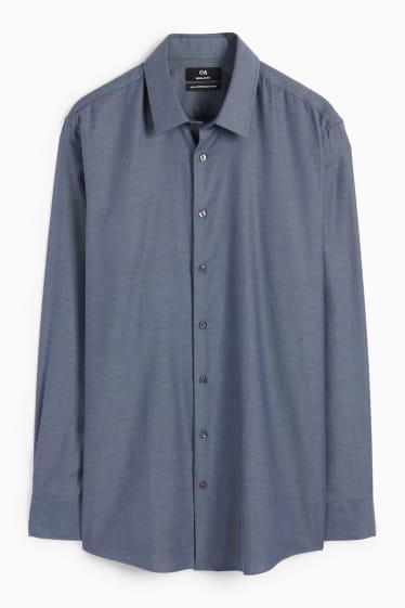 Hommes - Chemise oxford - regular fit - col kent - facile à repasser - bleu foncé