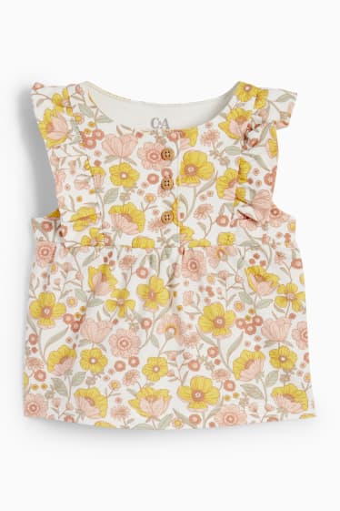 Baby Mädchen - Blümchen - Baby-Outfit - 3 teilig - gelb