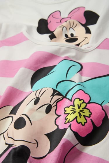 Niños - Pack de 2 - Minnie Mouse - camisetas de manga corta con nudo - rosa