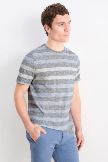 Uomo - T-shirt - a righe - grigio