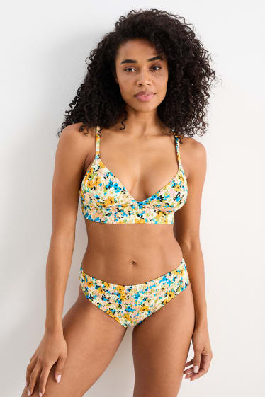 Mujer - Braguita de bikini - mid waist - LYCRA® - de flores - naranja