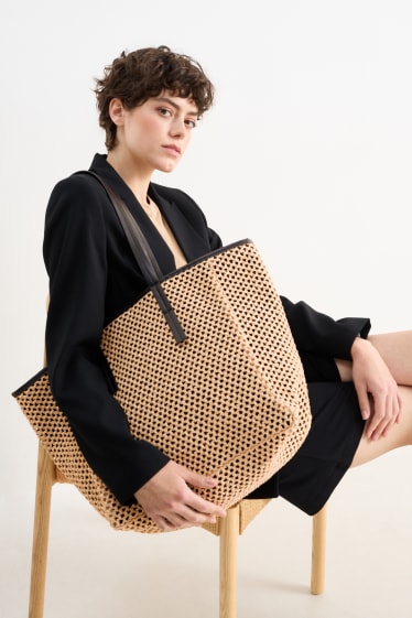 Women - Straw shopper - beige