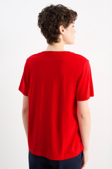 Kobiety - T-shirt basic - ciemnoczerwony