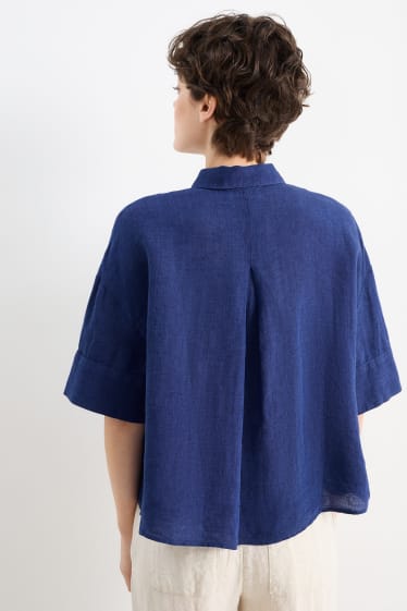 Women - Linen blouse - blue