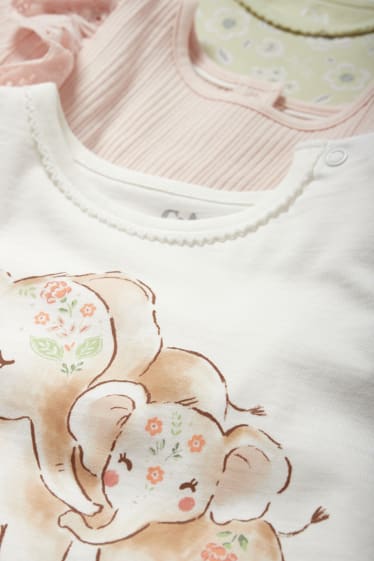Niemowlęta - Wielopak, 3 szt. - słoń- niemowlęca koszulka z krótkim rękawem - kremowobiały