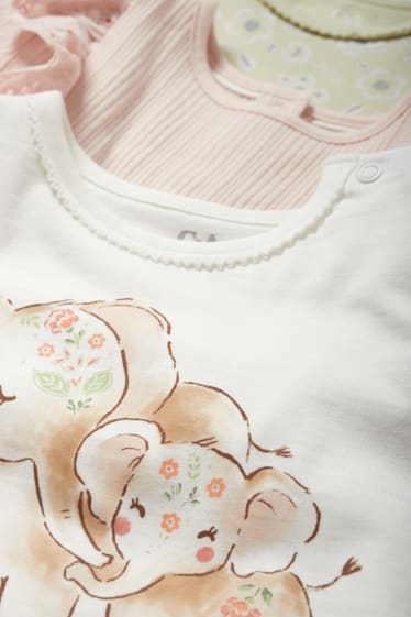 Babys - Multipack 3er - Elefant - Baby-Kurzarmshirt - cremeweiß