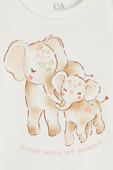 Bébés - Lot de 3 - éléphants - T-shirts bébé - blanc crème