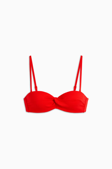 Kobiety - Góra od bikini z fiszbinami - fason bandeau - wyściełana - czerwony