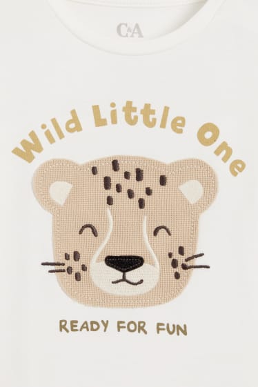 Bébés - Lot de 3 - léopards - T-shirts bébé - blanc crème