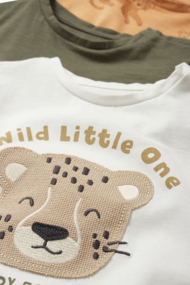 Babys - Multipack 3er - Leopard - Baby-Kurzarmshirt - cremeweiss