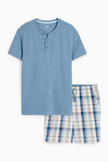 Hommes - Pyjashort - bleu clair