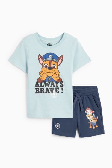 Dětské - Tlapková patrola - souprava - tričko s krátkým rukávem a teplákové šortky - 2dílná - modrá / světle modrá