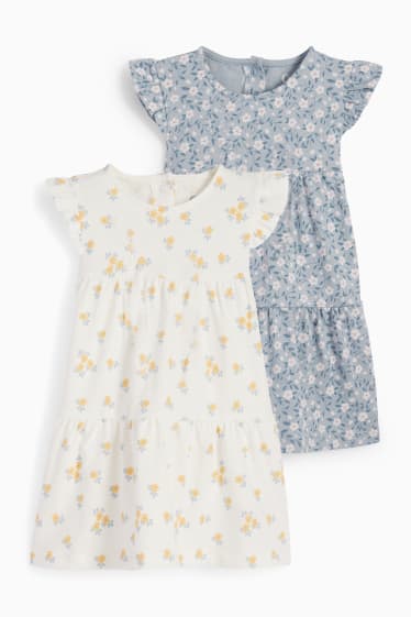 Bébés - Lot de 2 - robes pour bébé - à fleurs - blanc