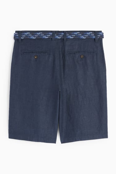 Herren - Leinenshorts mit Gürtel - dunkelblau