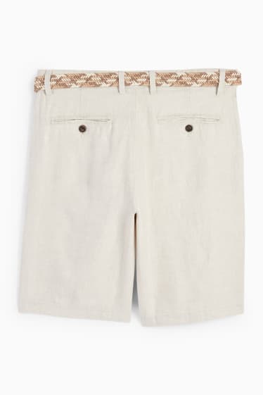 Uomo - Shorts in lino con cintura - beige