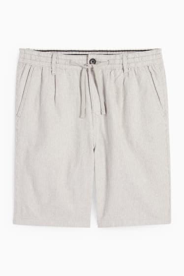 Uomo - Shorts - misto lino - a righe - grigio chiaro