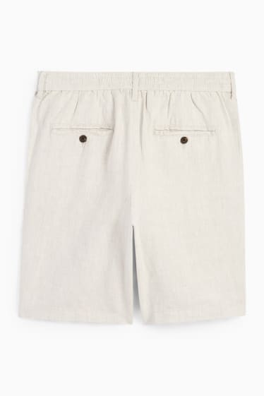 Home - Pantalons curts - mescla de lli - beix clar