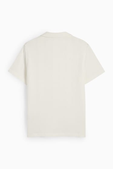 Heren - Poloshirt - met structuur - crème wit